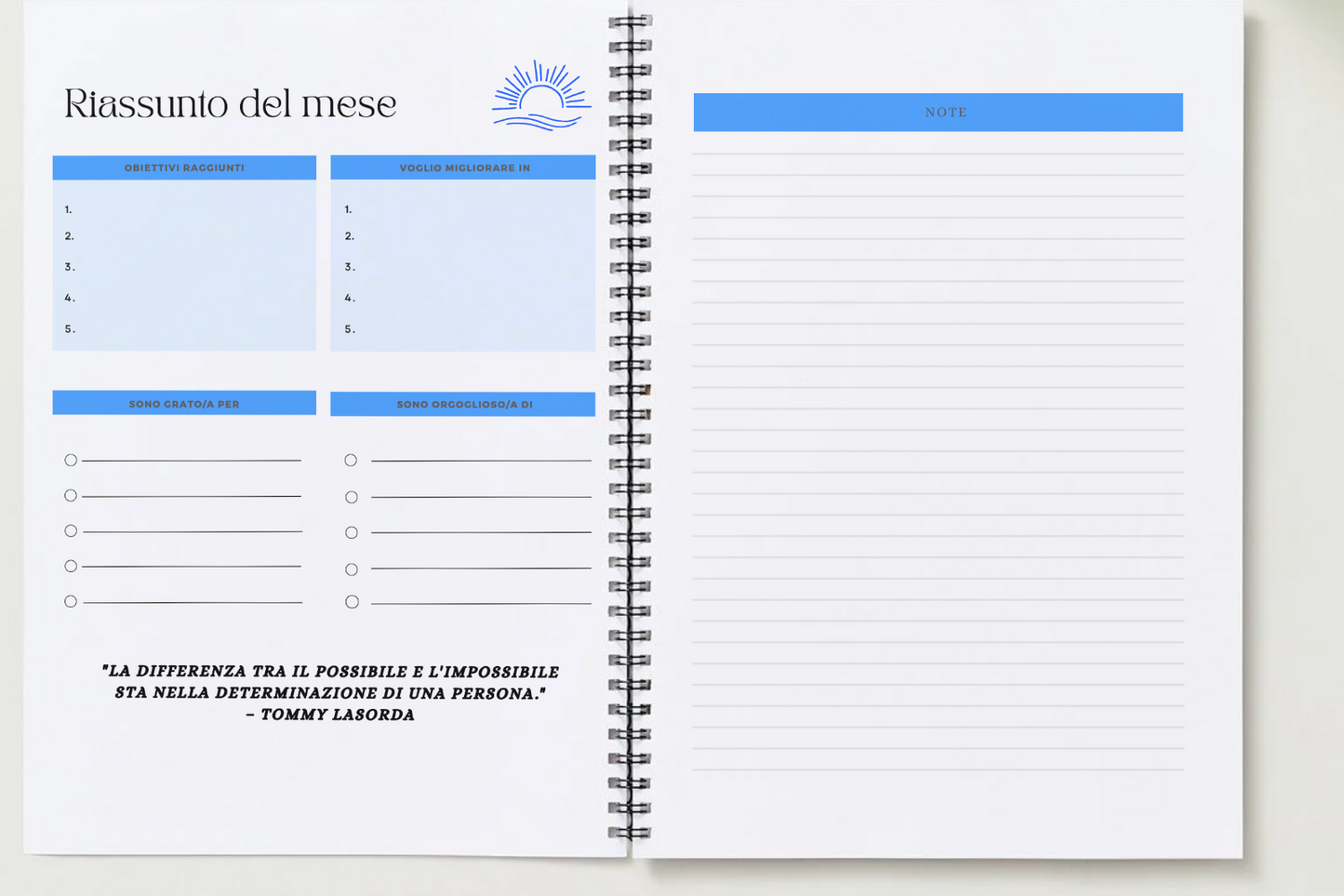Contenuto Digitale - Planner Agenda Settimanale Mensile 2026 con Calendario - Organizza il Tuo Anno con Obiettivi, Note, Intuizioni - Lingua Italiano