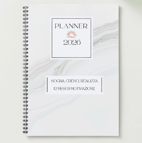 Contenuto Digitale - Planner Agenda Settimanale Mensile 2026 con Calendario - Organizza il Tuo Anno con Obiettivi, Note, Intuizioni - Lingua Italiano