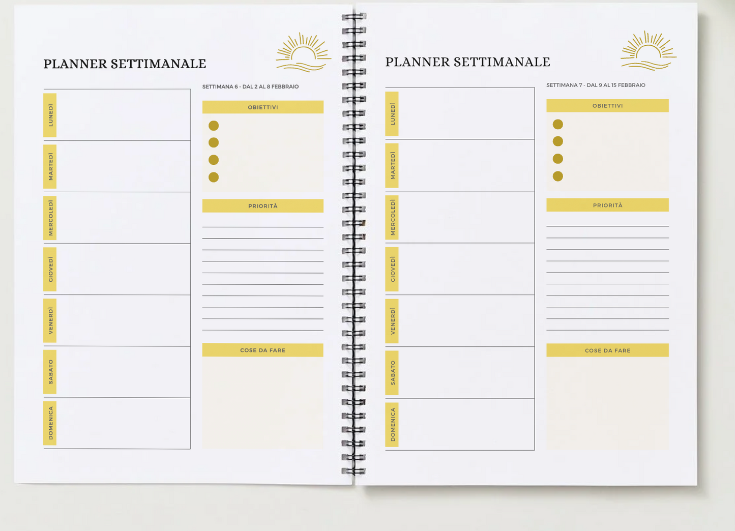 Contenuto Digitale - Planner Agenda Settimanale Mensile 2026 con Calendario - Organizza il Tuo Anno con Obiettivi, Note, Intuizioni - Lingua Italiano