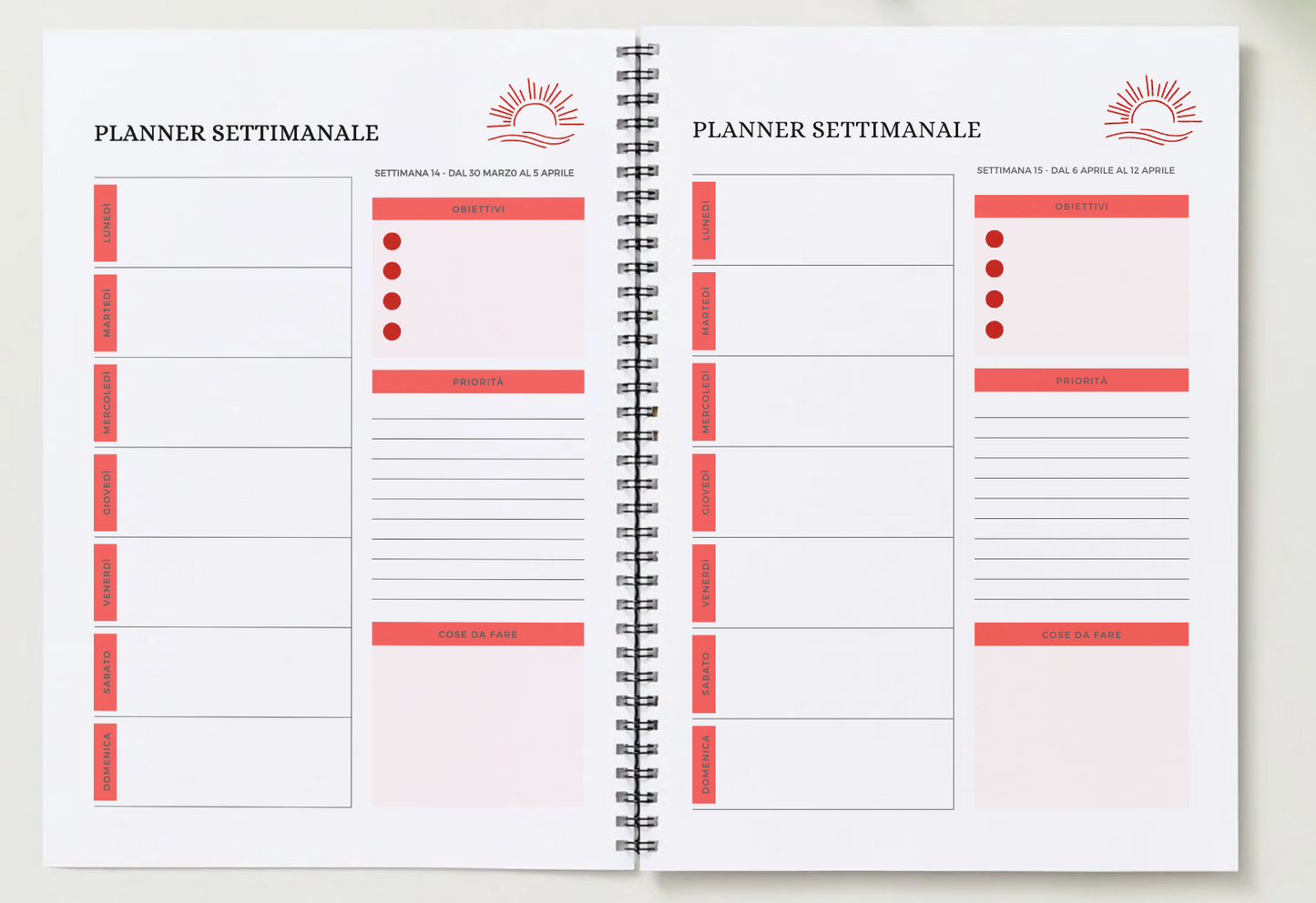 Contenuto Digitale - Planner Agenda Settimanale Mensile 2026 con Calendario - Organizza il Tuo Anno con Obiettivi, Note, Intuizioni - Lingua Italiano