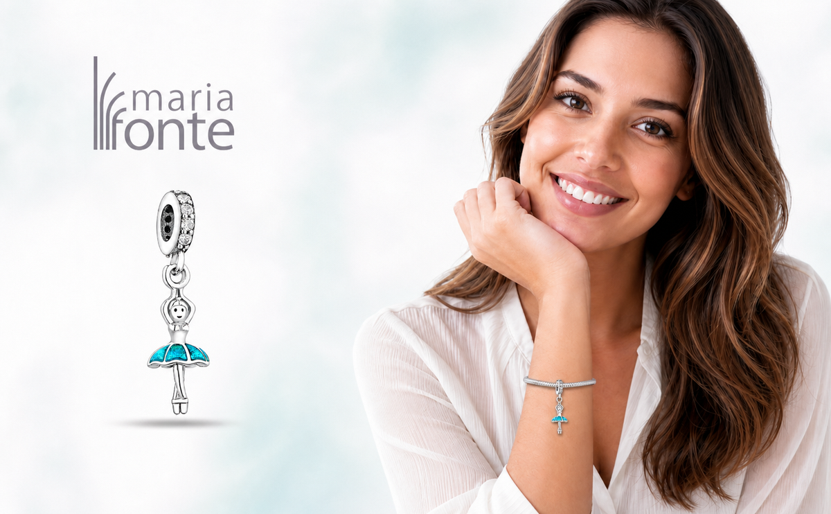 Maria Fonte Bead Charm Ballerina Danza in Argento 925 Compatibile con Collane e Bracciali Pandora