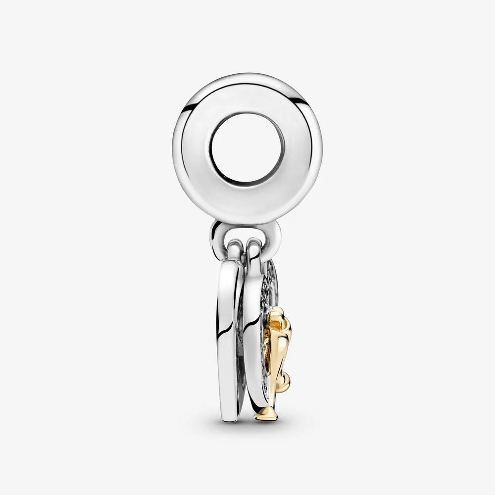 MariaFonte Bead Charm Ciondolo Doppio Cuore Buon Compleanno "Happy Anniversary" in Argento 925 Zirconia Compatibile con Collane e Bracciali Pandora
