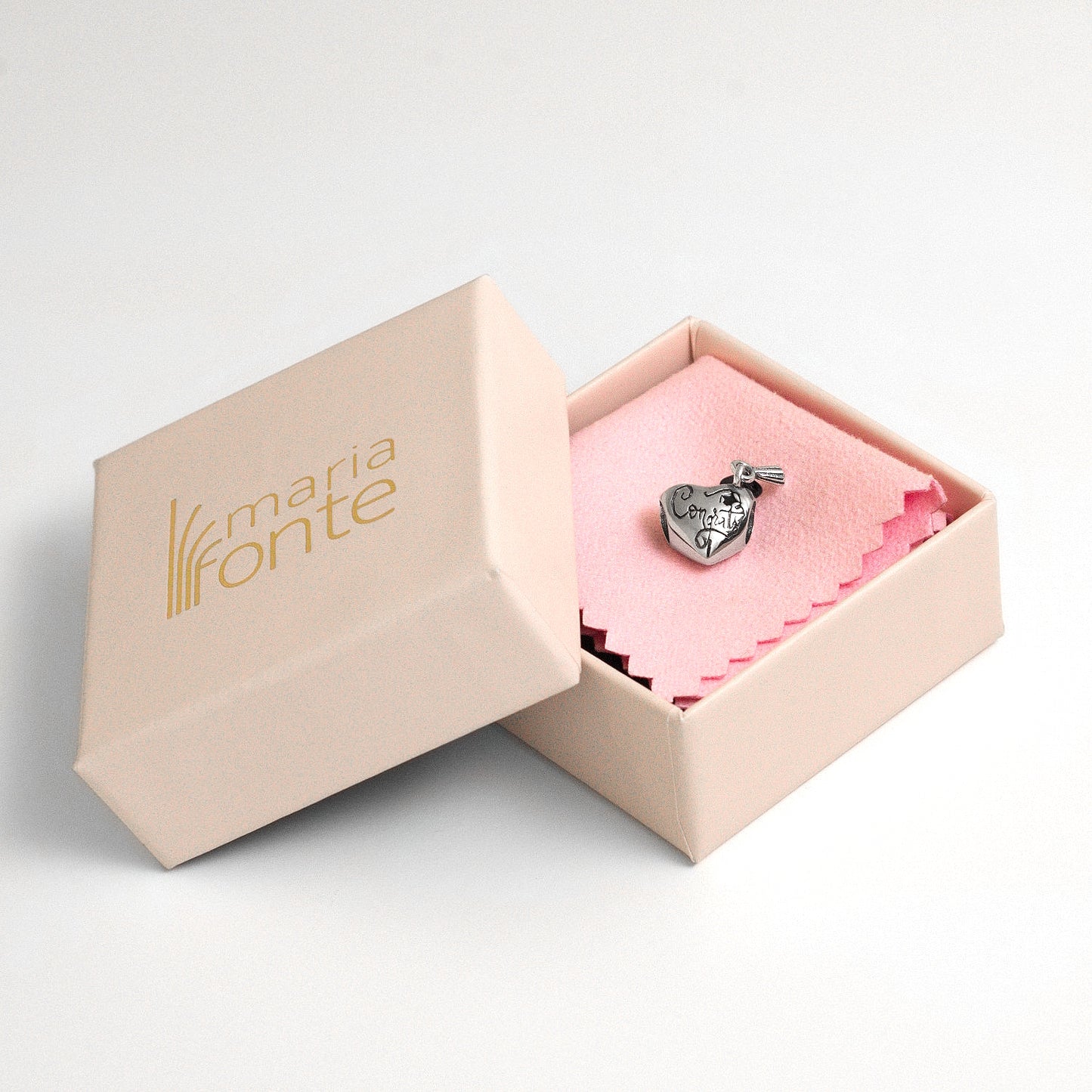 Maria Fonte Bead Charm Cuore Laurea 'Happy Graduation' Diploma Pergamena Cappello ' Congrats' Argento 925 Compatibile con Collane e Bracciali Pandora