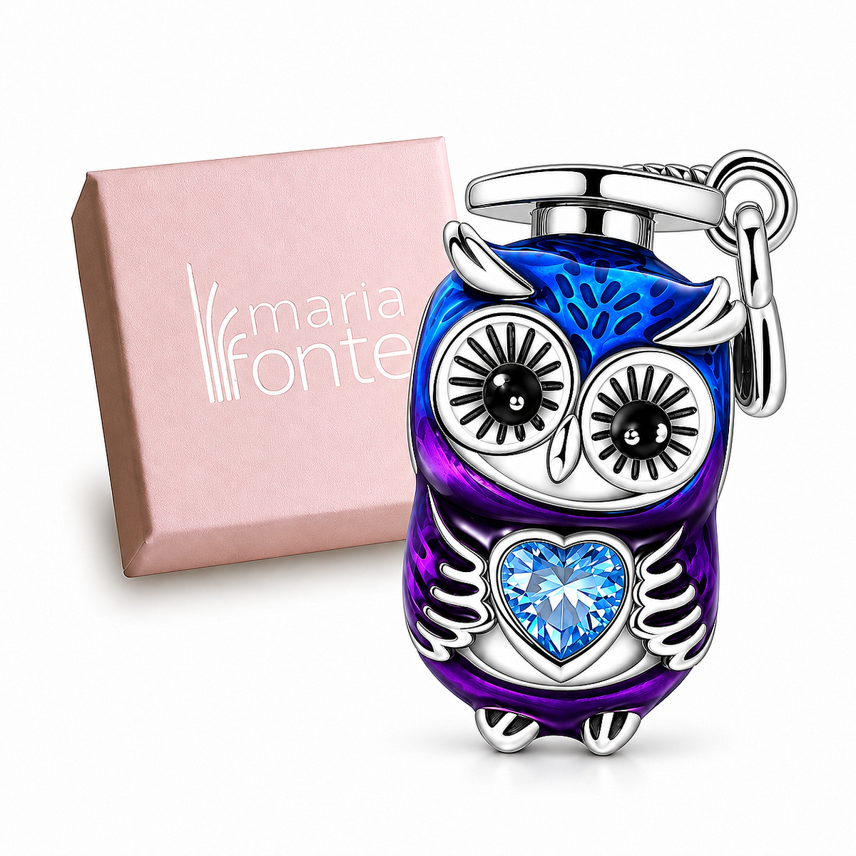 MariaFonte Bead Charm Gufo con Tocco Laurea in Argento Compatibile con Collane e Bracciali