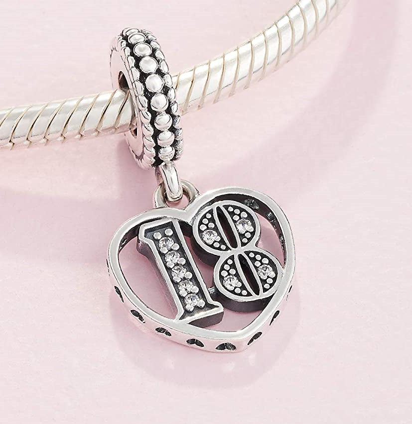 MariaFonte Charm 18 Anni Argento Sterling 925 Compatibile con Collane e Bracciali Pandora