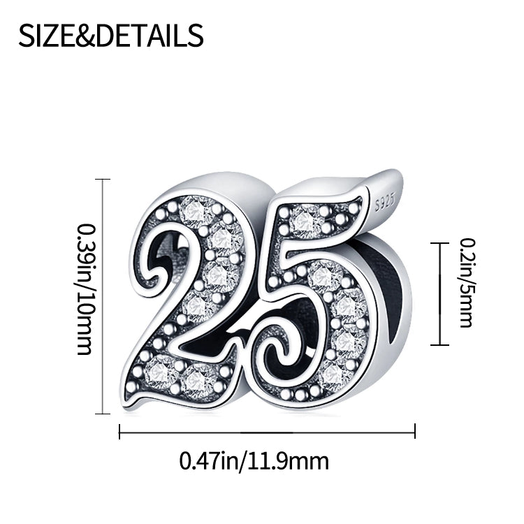 Maria Fonte Bead Charm 25 Anni Argento 925 Compatibile con Collane e Bracciali Pandora