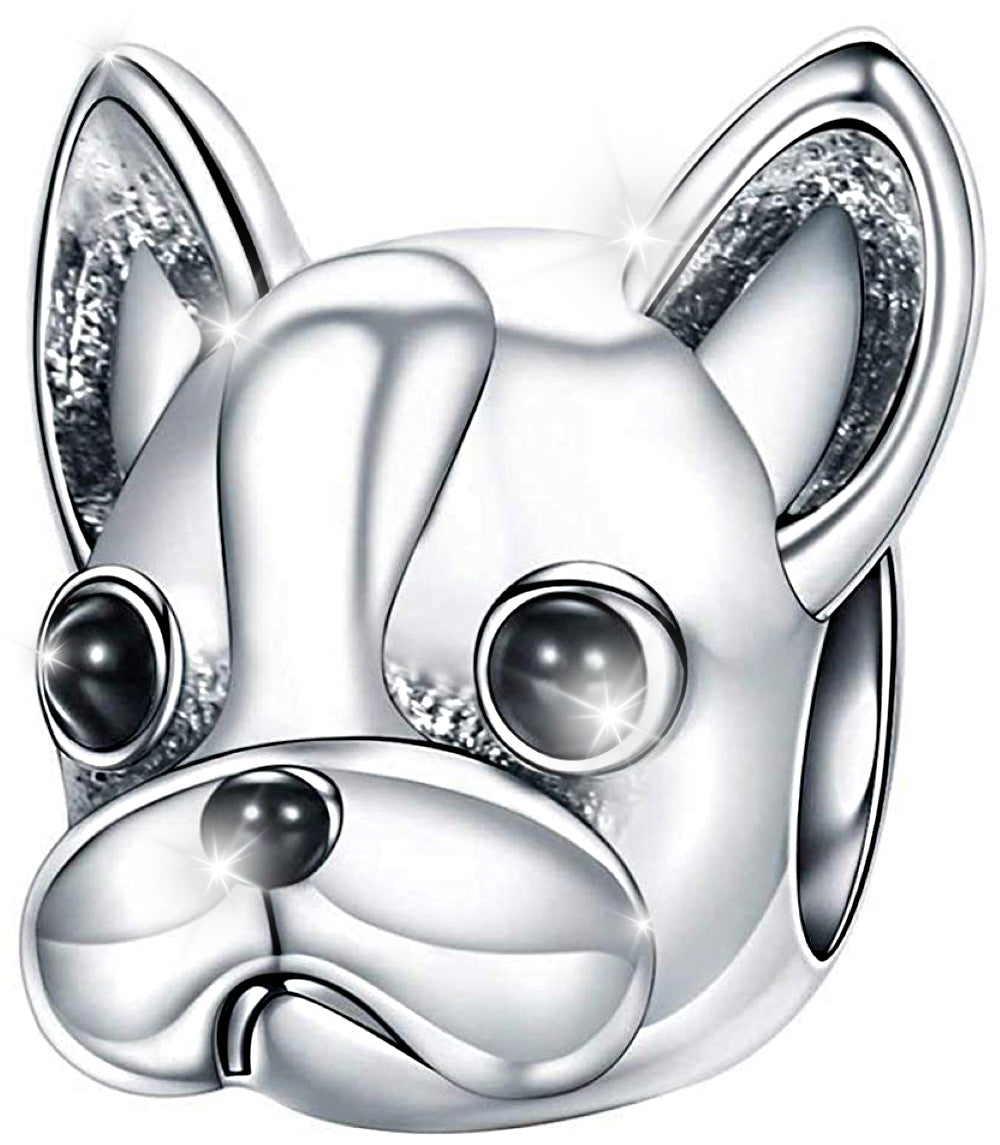 Maria Fonte Bead Charm Ciondolo a Forma di Bulldog Francese in Argento 925 Compatibile con Collane e Bracciali Pandora