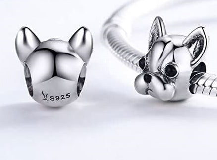 Maria Fonte Bead Charm Ciondolo a Forma di Bulldog Francese in Argento 925 Compatibile con Collane e Bracciali Pandora