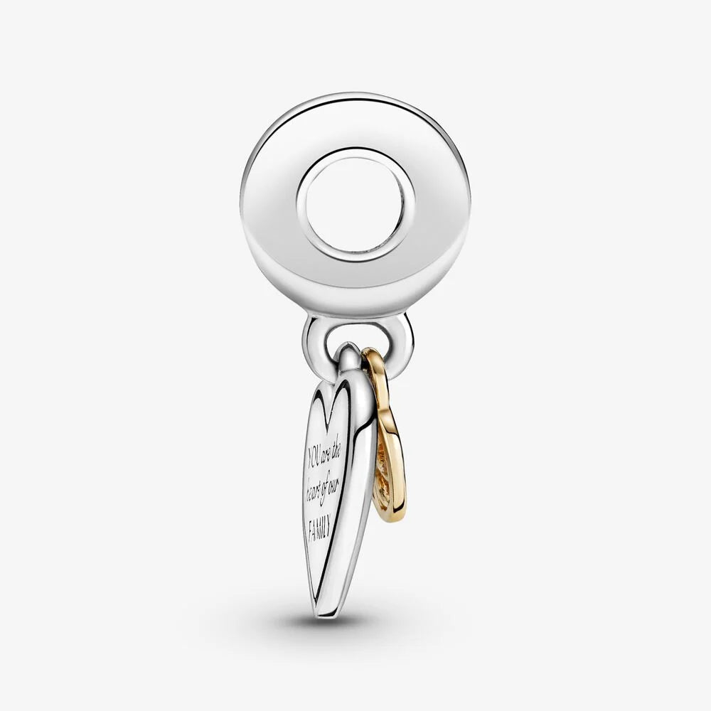 MariaFonte Charm Albero della Famiglia Cuore You are the heart of our Family (sei il cuore della nostra famiglia) Argento 925 Oro 14K Compatibile con Collane e Bracciali Pandora