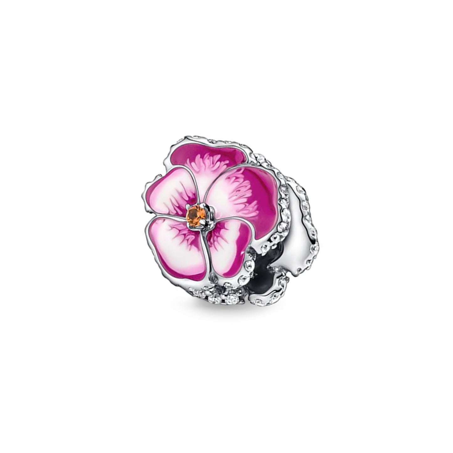 Maria Fonte Bead Charm Ciondolo Viola del Pensiero in argento 925 Compatibile con Collane e Bracciali Pandora Colore Rosa e Blu