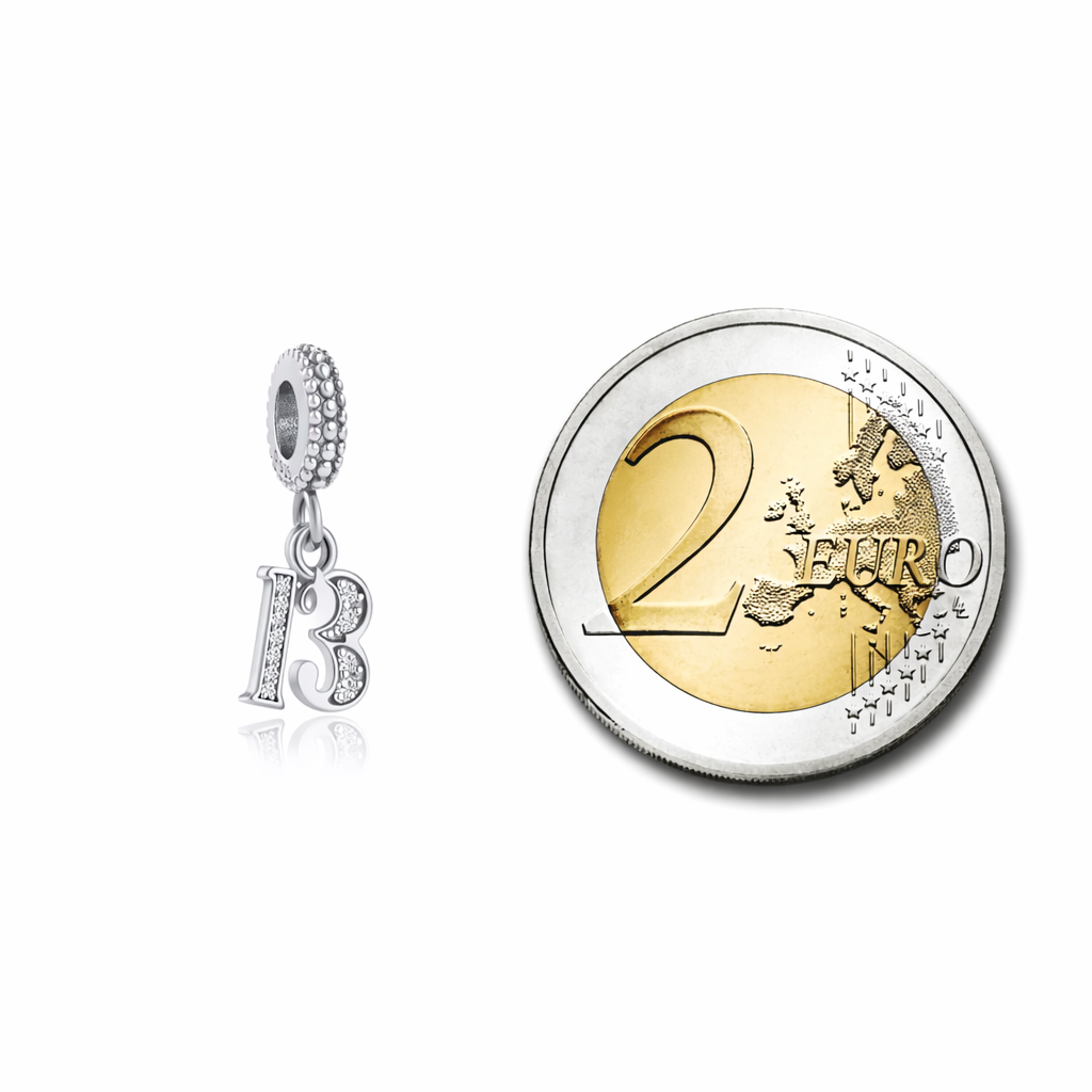 MariaFonte Bead Charm 13 Anni in Argento Compatibile con Collane e Bracciali