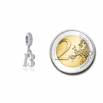 MariaFonte Bead Charm 13 Anni in Argento Compatibile con Collane e Bracciali