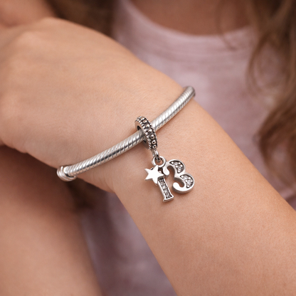 MariaFonte Bead Charm 13 Anni in Argento Compatibile con Collane e Bracciali