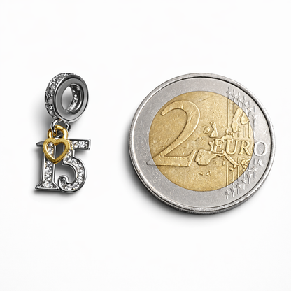 MariaFonte Bead Charm 15 Anni in Argento Compatibile con Collane e Bracciali