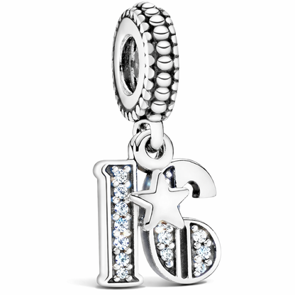 MariaFonte Bead Charm 16 Anni in Argento 925 Compatibile con Collane e Bracciali Pandora