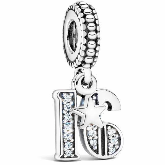 MariaFonte Bead Charm 16 Anni in Argento 925 Compatibile con Collane e Bracciali Pandora