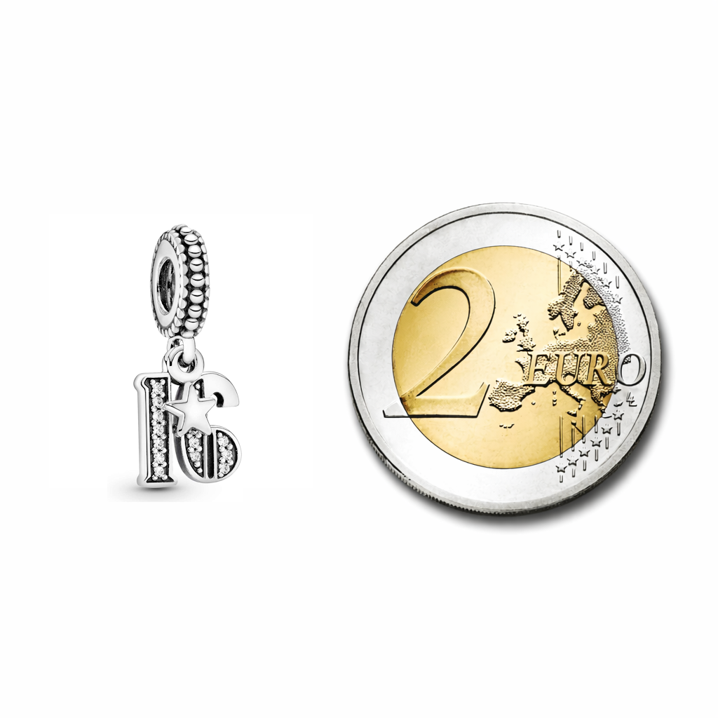 MariaFonte Bead Charm 16 Anni in Argento 925 Compatibile con Collane e Bracciali Pandora