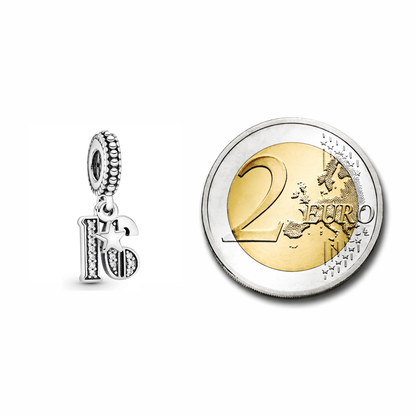 MariaFonte Bead Charm 16 Anni in Argento 925 Compatibile con Collane e Bracciali Pandora
