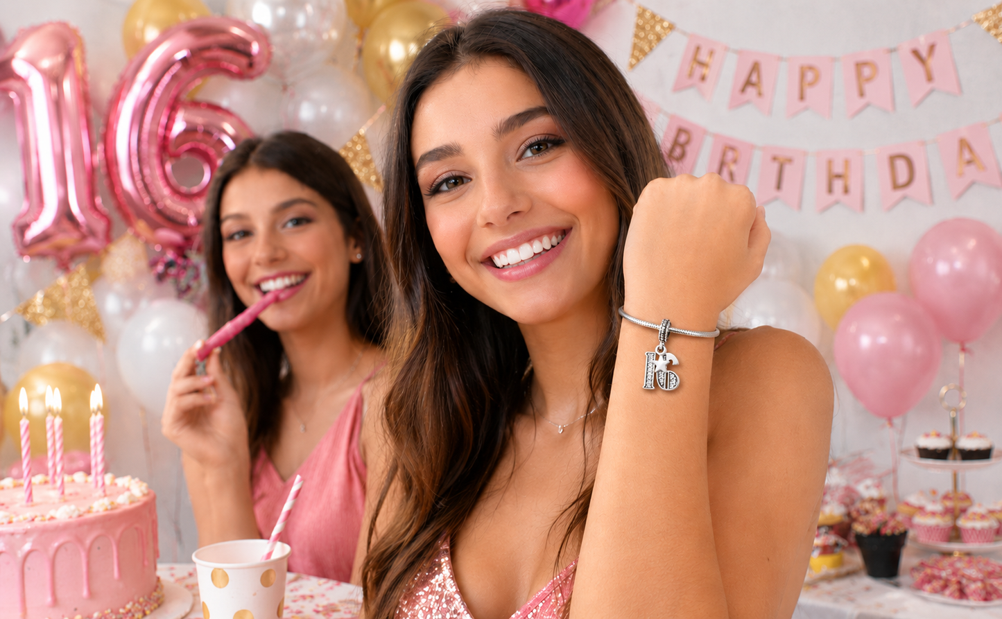 MariaFonte Bead Charm 16 Anni in Argento 925 Compatibile con Collane e Bracciali Pandora