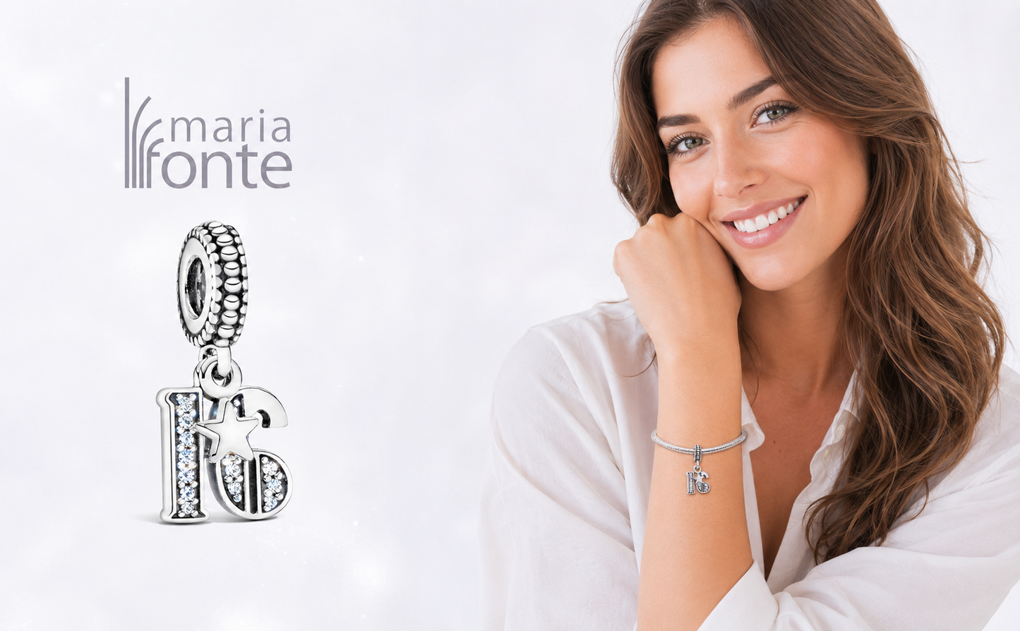 MariaFonte Bead Charm 16 Anni in Argento 925 Compatibile con Collane e Bracciali Pandora