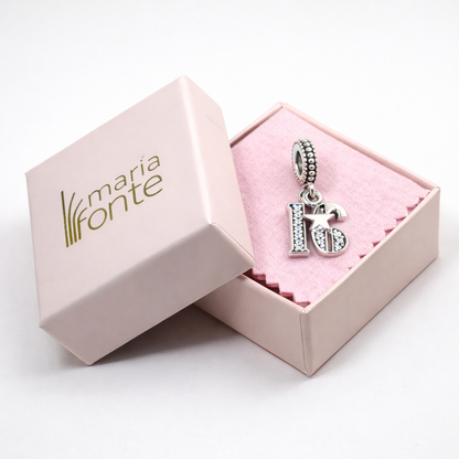 MariaFonte Bead Charm 16 Anni in Argento 925 Compatibile con Collane e Bracciali Pandora