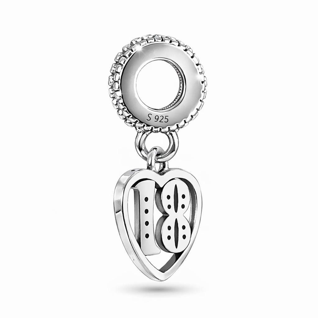 MariaFonte Charm 18 Anni Argento Sterling 925 Compatibile con Collane e Bracciali Pandora