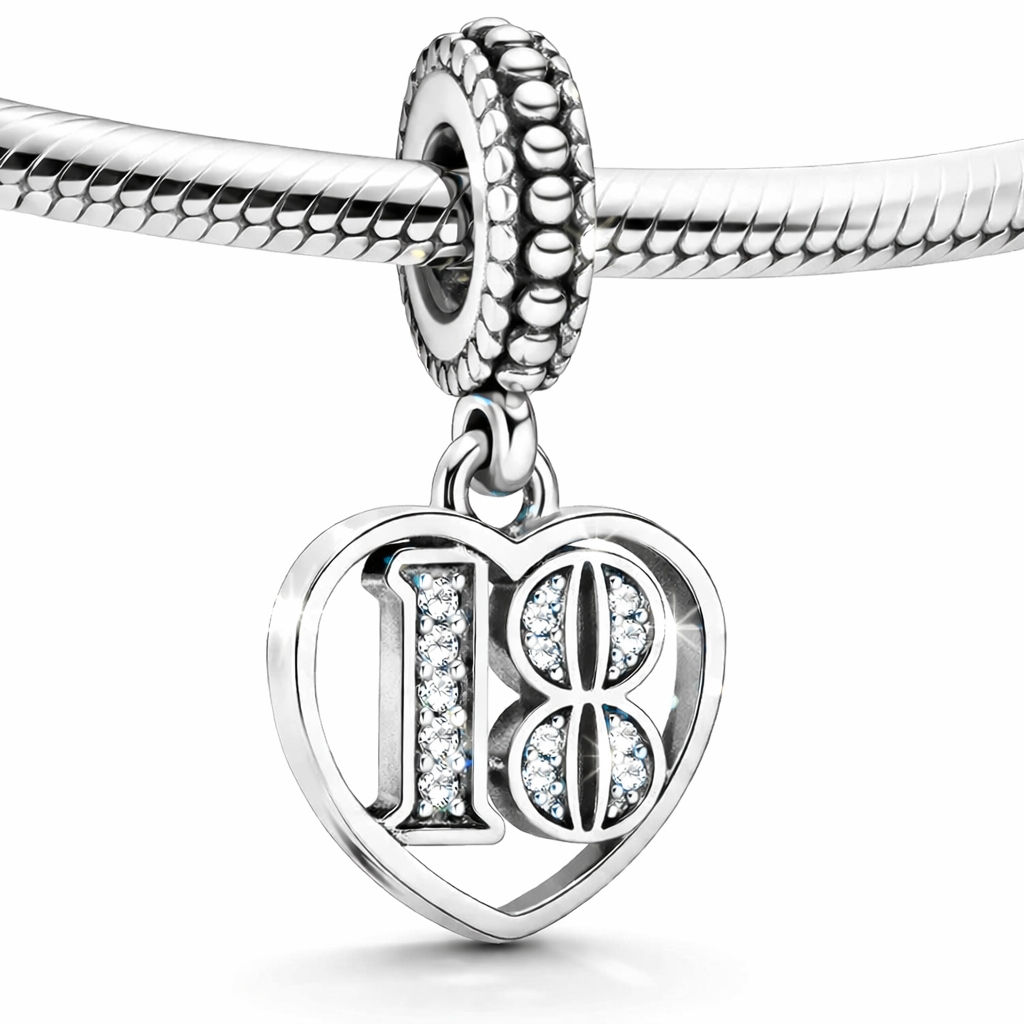 MariaFonte Charm 18 Anni Argento Sterling 925 Compatibile con Collane e Bracciali Pandora