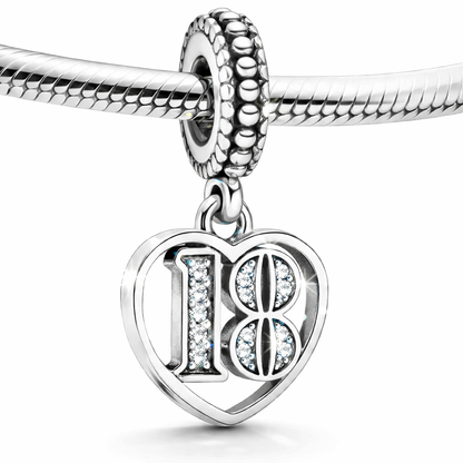 MariaFonte Charm 18 Anni Argento Sterling 925 Compatibile con Collane e Bracciali Pandora