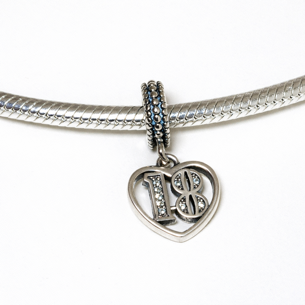MariaFonte Charm 18 Anni Argento Sterling 925 Compatibile con Collane e Bracciali Pandora