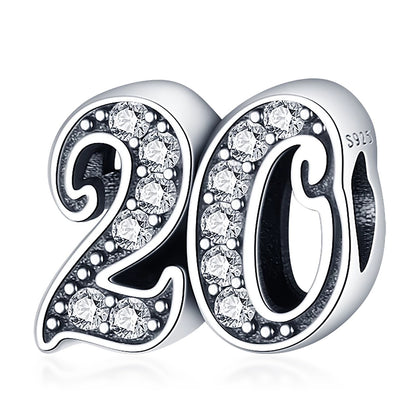 MariaFonte Bead Charm 20 Anni Argento 925 Compatibile con Collane e Bracciali Pandora