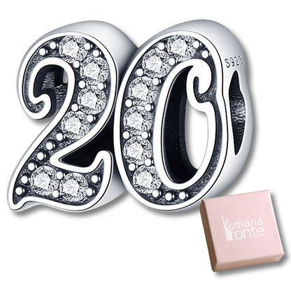 MariaFonte Bead Charm 20 Anni Argento 925 Compatibile con Collane e Bracciali Pandora