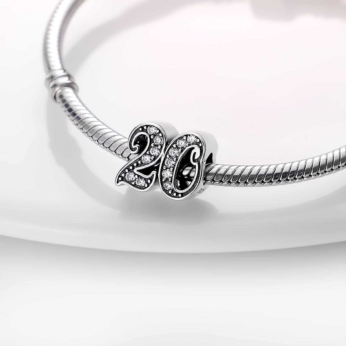 MariaFonte Bead Charm 20 Anni Argento 925 Compatibile con Collane e Bracciali Pandora