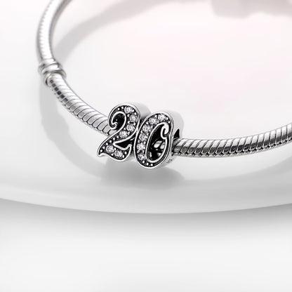 MariaFonte Bead Charm 20 Anni Argento 925 Compatibile con Collane e Bracciali Pandora