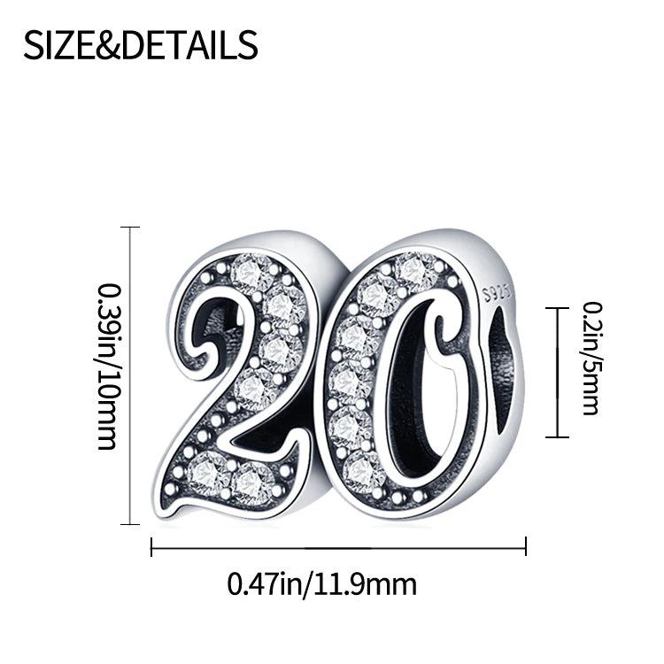 MariaFonte Bead Charm 20 Anni Argento 925 Compatibile con Collane e Bracciali Pandora