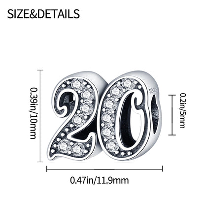 MariaFonte Bead Charm 20 Anni Argento 925 Compatibile con Collane e Bracciali Pandora