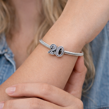 MariaFonte Bead Charm 20 Anni Argento 925 Compatibile con Collane e Bracciali Pandora