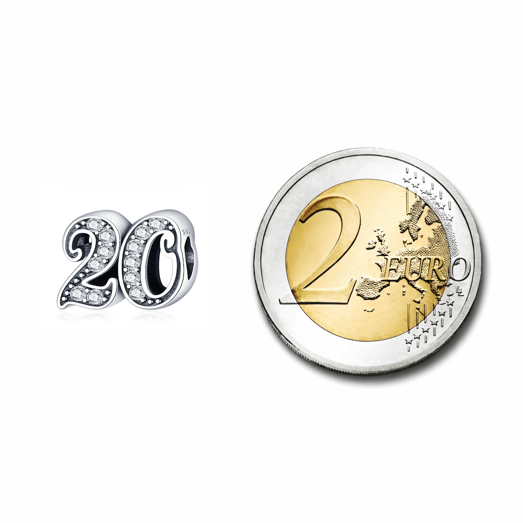 MariaFonte Bead Charm 20 Anni Argento 925 Compatibile con Collane e Bracciali Pandora