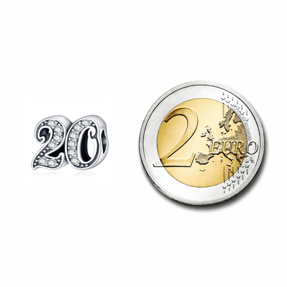 MariaFonte Bead Charm 20 Anni Argento 925 Compatibile con Collane e Bracciali Pandora