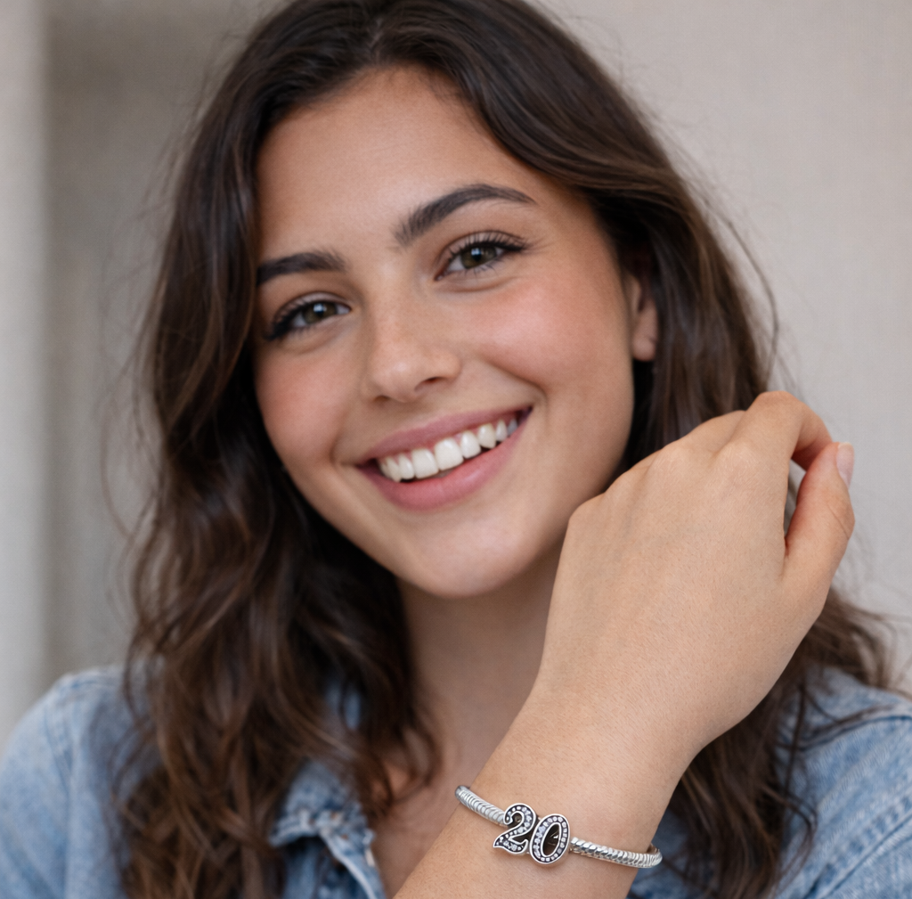 MariaFonte Bead Charm 20 Anni Argento 925 Compatibile con Collane e Bracciali Pandora