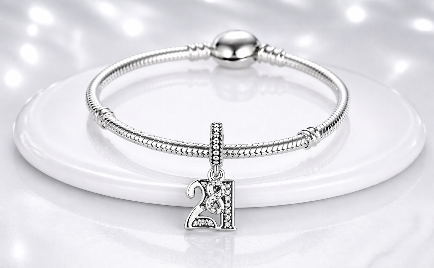 MariaFonte Bead Charm 21 Anni in Argento 925 Compatibile con Collane e Bracciali Pandora