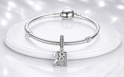 MariaFonte Bead Charm 21 Anni in Argento 925 Compatibile con Collane e Bracciali Pandora