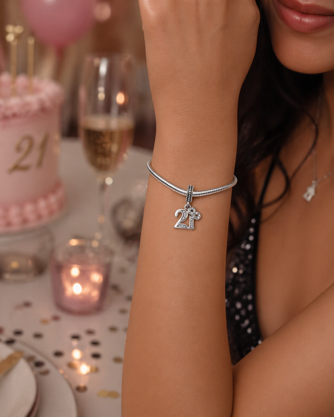 MariaFonte Bead Charm 21 Anni in Argento 925 Compatibile con Collane e Bracciali Pandora