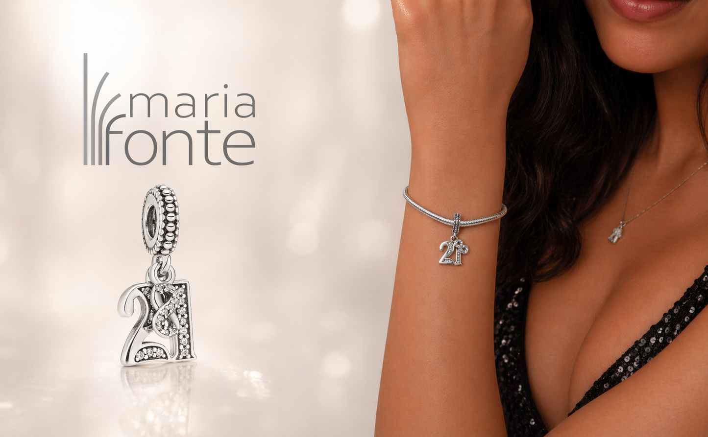MariaFonte Bead Charm 21 Anni in Argento 925 Compatibile con Collane e Bracciali Pandora