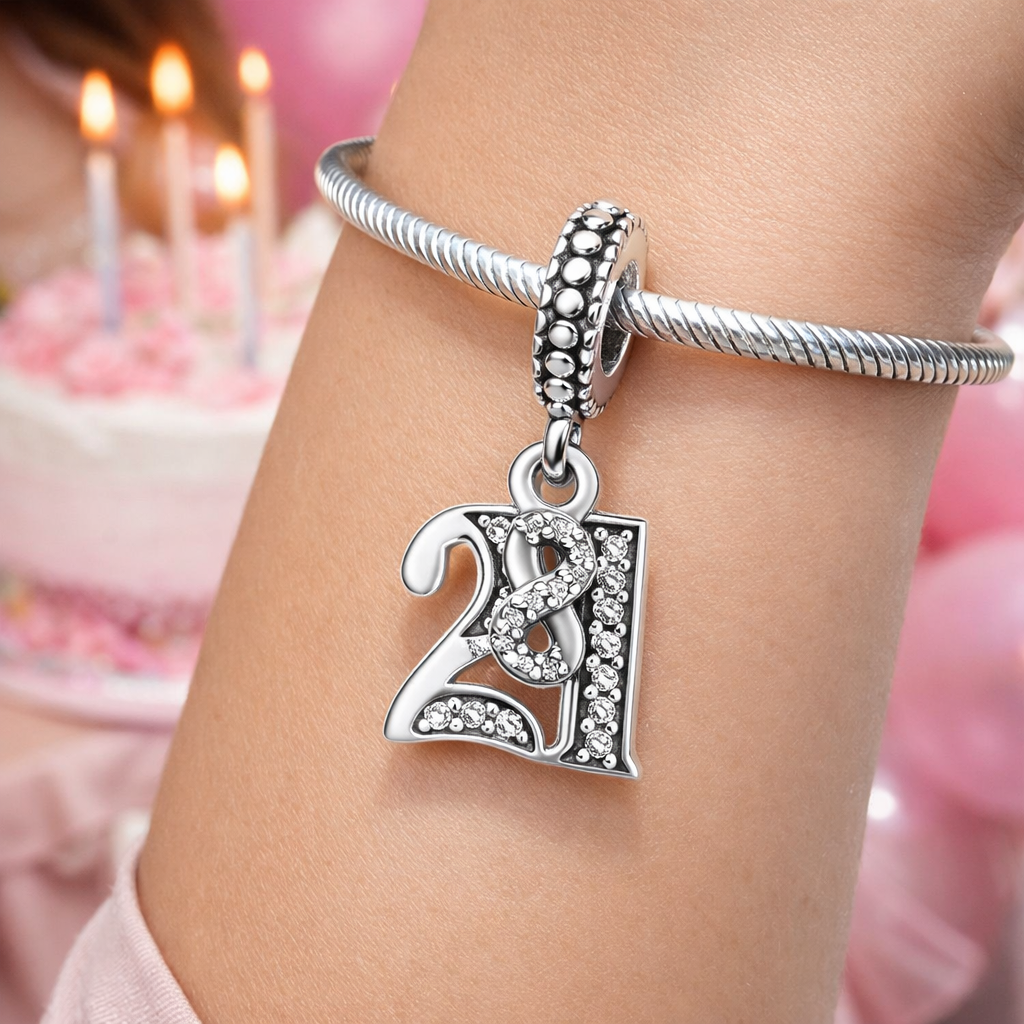MariaFonte Bead Charm 21 Anni in Argento 925 Compatibile con Collane e Bracciali Pandora