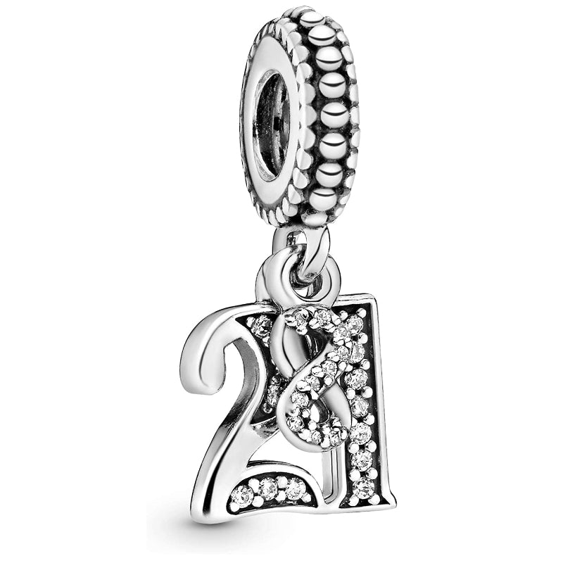 MariaFonte Bead Charm 21 Anni in Argento 925 Compatibile con Collane e Bracciali Pandora