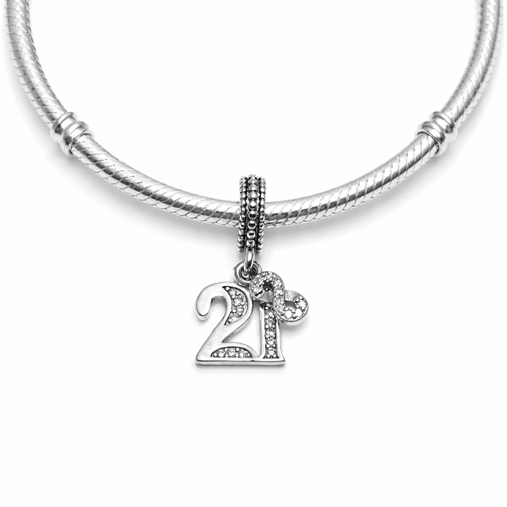 MariaFonte Bead Charm 21 Anni in Argento 925 Compatibile con Collane e Bracciali Pandora