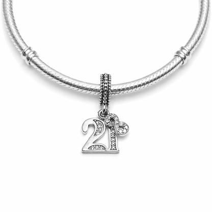 MariaFonte Bead Charm 21 Anni in Argento 925 Compatibile con Collane e Bracciali Pandora