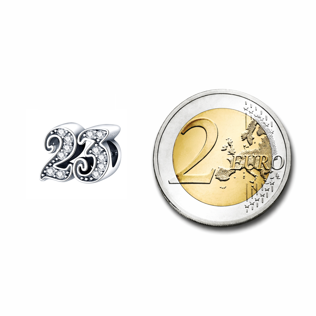 MariaFonte Bead Charm 23 Anni Argento 925 Compatibile con Collane e Bracciali Pandora