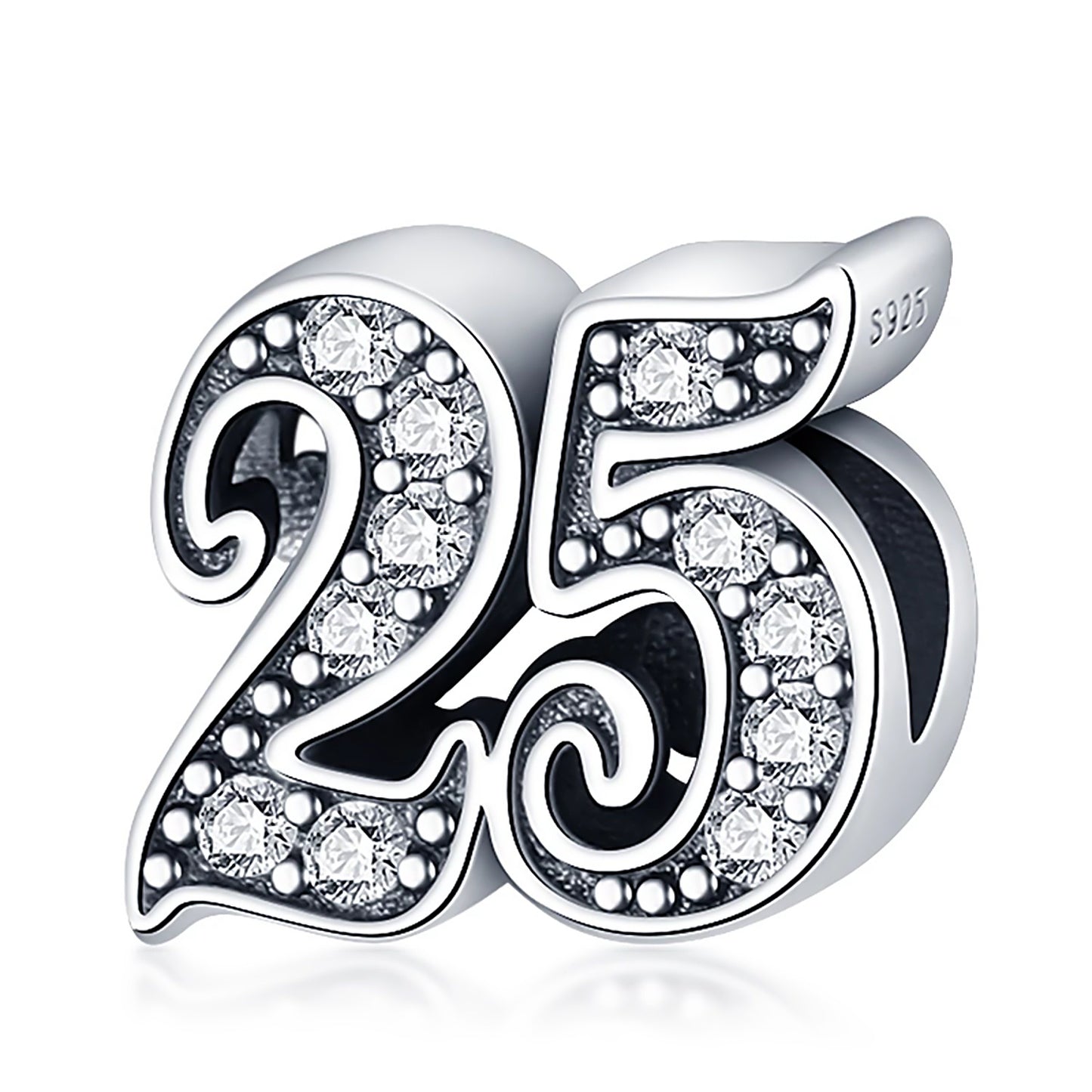 Maria Fonte Bead Charm 25 Anni Argento 925 Compatibile con Collane e Bracciali Pandora
