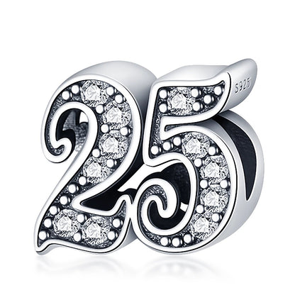 Maria Fonte Bead Charm 25 Anni Argento 925 Compatibile con Collane e Bracciali Pandora
